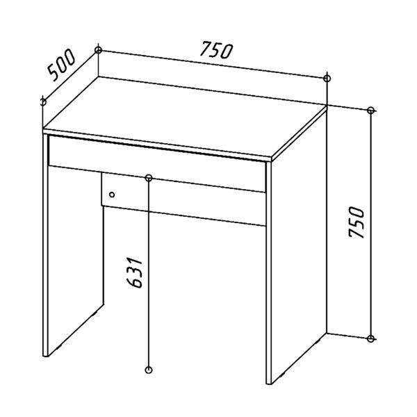 FORDE Desk,With Drawer,White,75x75x50 cm - Image 3