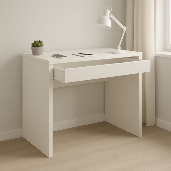 FORDE Desk,With Drawer,White,75x75x50 cm - Image 4