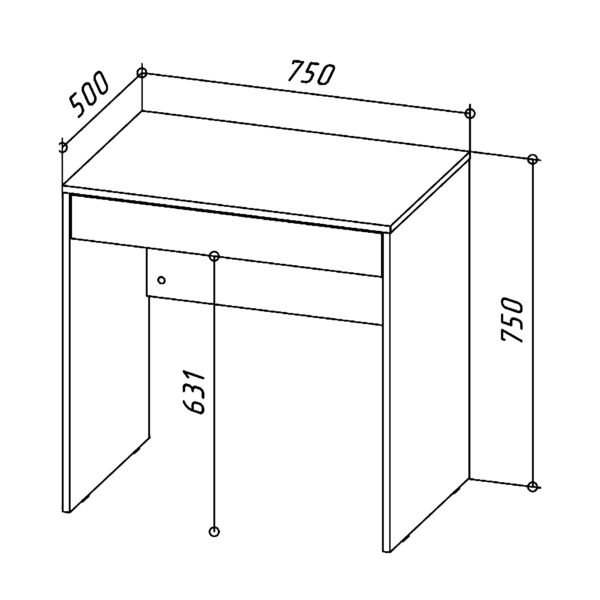 FORDE Desk,With Drawer,Sonoma Oak,75x75x50 cm - Image 3