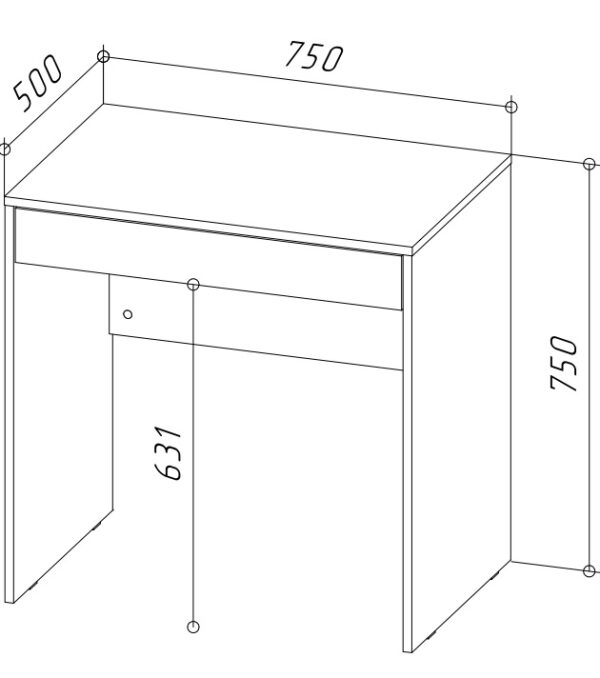 FORDE Desk,With Drawer,Wotan Oak,75x75x50 cm - Image 3