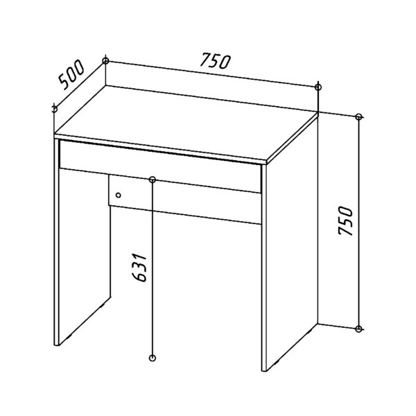 FORDE Desk,With Drawer,Wotan Oak,75x75x50 cm - Image 4