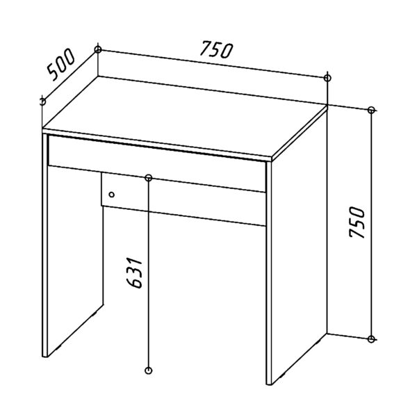 FORDE Desk,With Drawer,Cashmere,75x75x50 cm - Image 3