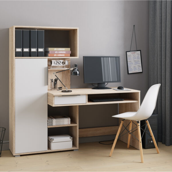 KLEPP Desk,With Drawer,Sonoma/White,150x149x92 cm - Image 2
