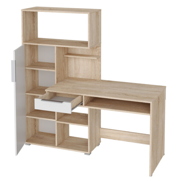 KLEPP Desk,With Drawer,Sonoma/White,150x149x92 cm - Image 4