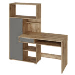 KLEPP Desk,With Drawer,Wotan Oak/Grey,150x149x92 cm