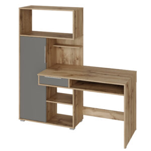 KLEPP Desk,With Drawer,Wotan Oak/Grey,150x149x92 cm