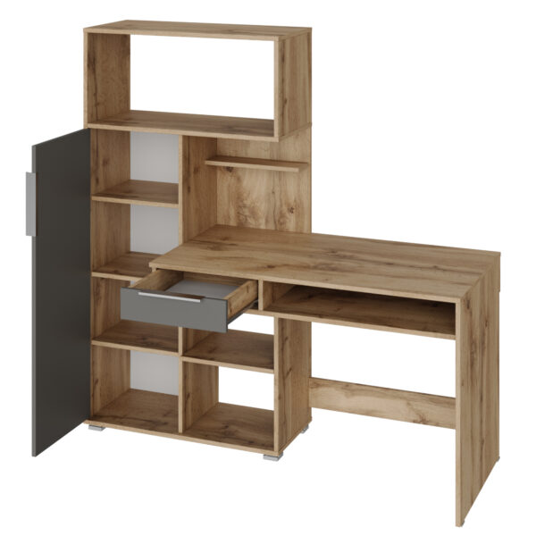 KLEPP Desk,With Drawer,Wotan Oak/Grey,150x149x92 cm - Image 4