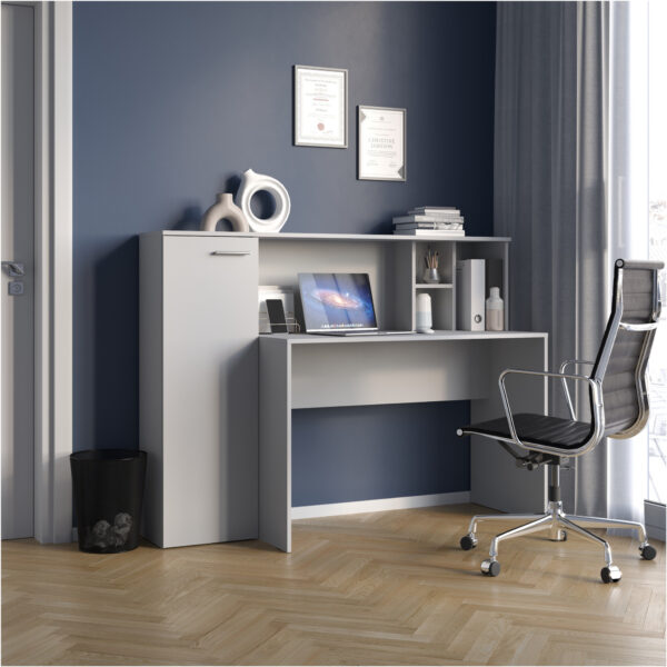 FAUSKE Desk,"Spacious, With Cabinet",White,153x116x54 cm - Image 2