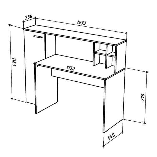 FAUSKE Desk,"Spacious, With Cabinet",White,153x116x54 cm - Image 3