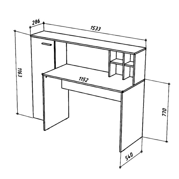 FAUSKE Desk,"Spacious, With Cabinet",Sonoma Oak/White,153x116x54 cm - Image 3