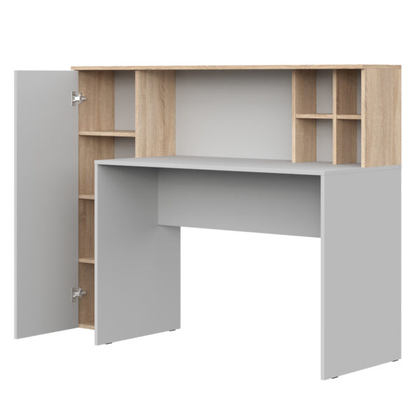 FAUSKE Desk,"Spacious, With Cabinet",Sonoma Oak/White,153x116x54 cm - Image 4