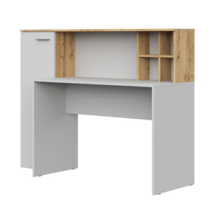 FAUSKE Desk,"Spacious, With Cabinet",Wotan Oak/White,153x116x54 cm