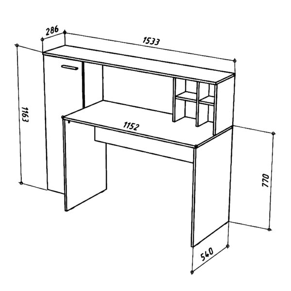 FAUSKE Desk,"Spacious, With Cabinet",Wotan Oak/White,153x116x54 cm - Image 3