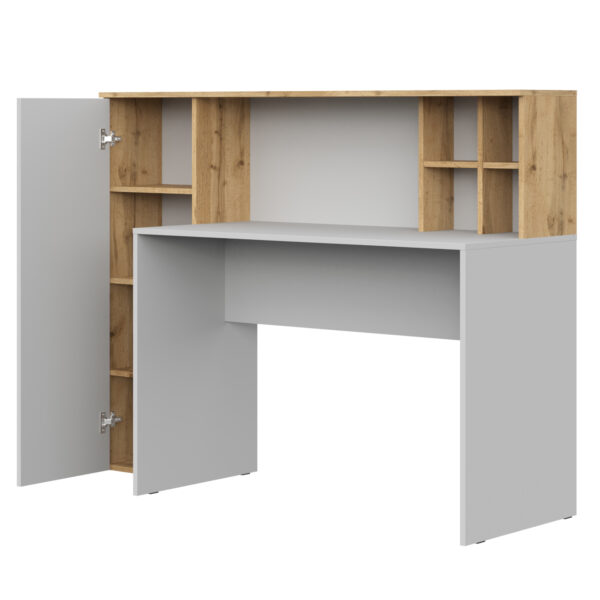 FAUSKE Desk,"Spacious, With Cabinet",Wotan Oak/White,153x116x54 cm - Image 4