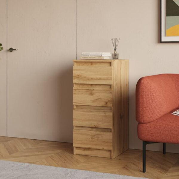 SOLA Chest of Drawers,4 Drawers,Wotan Oak,40x90x43 cm - Image 2