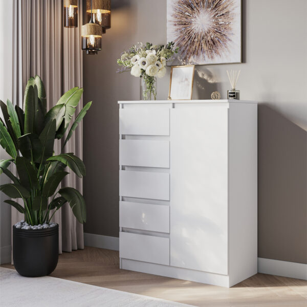 SOLA Chest of Drawers,4 Drawers,White,83x114x43 cm - Image 2
