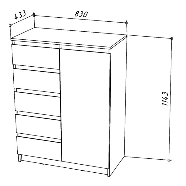 SOLA Chest of Drawers,4 Drawers,White,83x114x43 cm - Image 3
