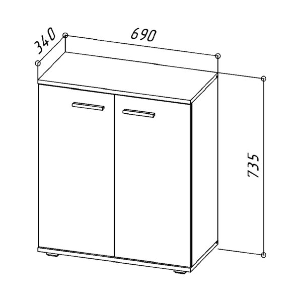 FAUSKE Chest of Drawers,"Spacious, 2-door",White,69x74x34 cm - Image 3