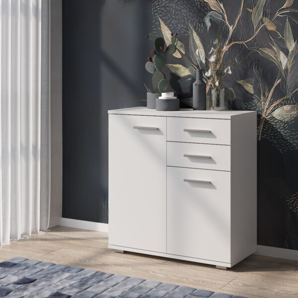 FAUSKE Chest of Drawers,"2 Drawers, 2 Doors",White,69x74x34 cm - Image 2