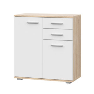 FAUSKE Chest of Drawers,"2 Drawers, 2 Doors",Sonoma Oak/White,69x74x34 cm