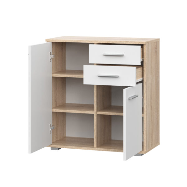 FAUSKE Chest of Drawers,"2 Drawers, 2 Doors",Sonoma Oak/White,69x74x34 cm - Image 4