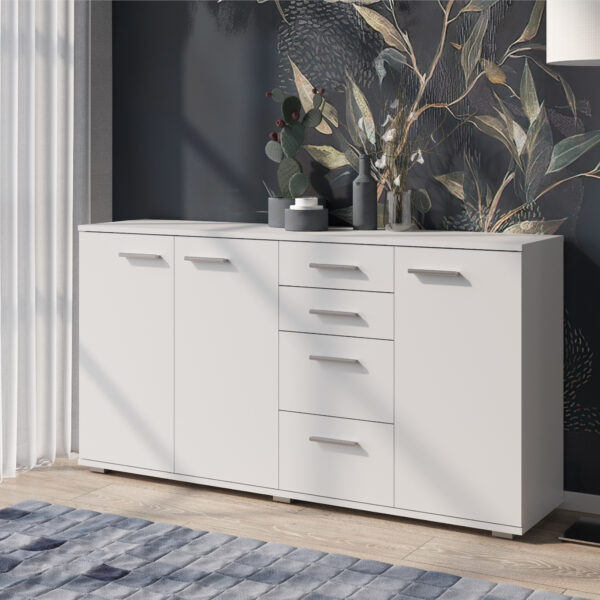 FAUSKE Chest of Drawers,"4 Drawers, 3 Doors",White,138x74x34 cm - Image 2