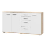 FAUSKE Chest of Drawers,"4 Drawers, 3 Doors",Sonoma Oak/White,138x74x34 cm