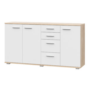 FAUSKE Chest of Drawers,"4 Drawers, 3 Doors",Sonoma Oak/White,138x74x34 cm