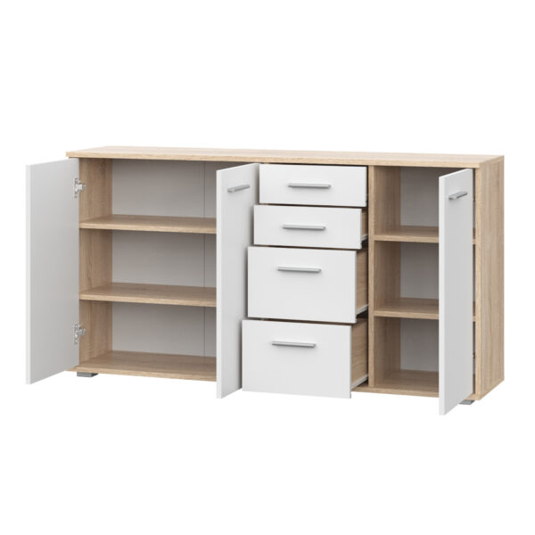 FAUSKE Chest of Drawers,"4 Drawers, 3 Doors",Sonoma Oak/White,138x74x34 cm - Image 4