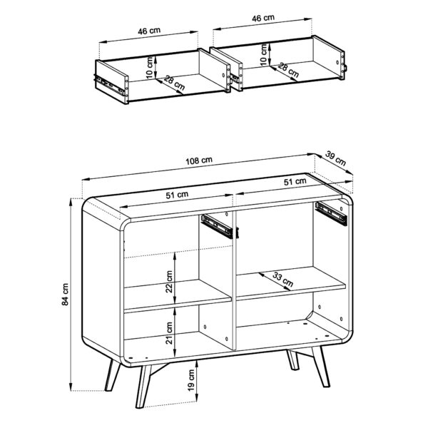 Sideboard, CORNWALL KOM1, Modern, Chipboard, Cornwall Living Room 108 x 84 x 39 cm - Image 3