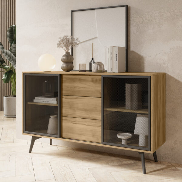 Sideboard, ESTEVAN KOM1, Modern, Chipboard, Estevan Living Room 144 x 85 x 39 cm - Image 2
