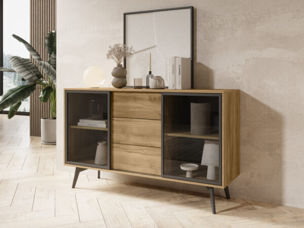 Sideboard, ESTEVAN KOM1, Modern, Chipboard, Estevan Living Room 144 x 85 x 39 cm - Image 7