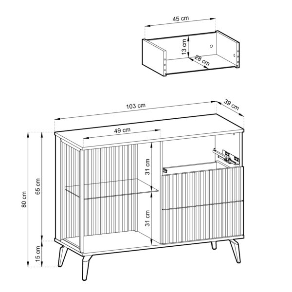 Sideboard, DAWSON KOM2, Modern, Chipboard, Dawson KOM2 Living Room 103 x 80 x 39 cm - Image 3