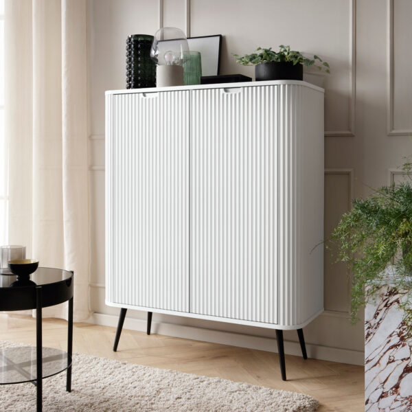 Sideboard, MORDEN KOM1, Modern, Chipboard, White Living Room 103 x 129 x 39 cm - Image 2