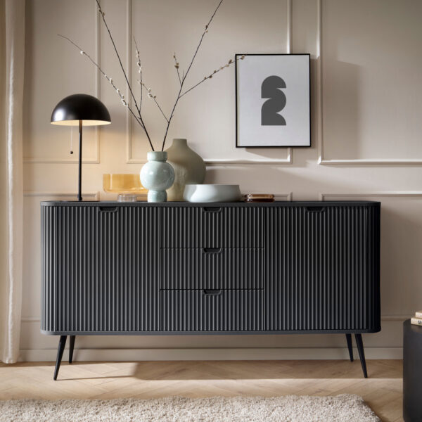 Sideboard, MORDEN KOM2, Modern, Chipboard, Black Living Room 168 x 87 x 39 cm - Image 2