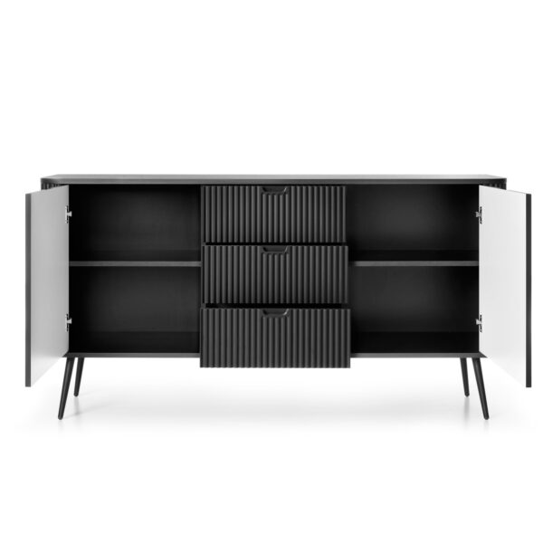 Sideboard, MORDEN KOM2, Modern, Chipboard, Black Living Room 168 x 87 x 39 cm - Image 4