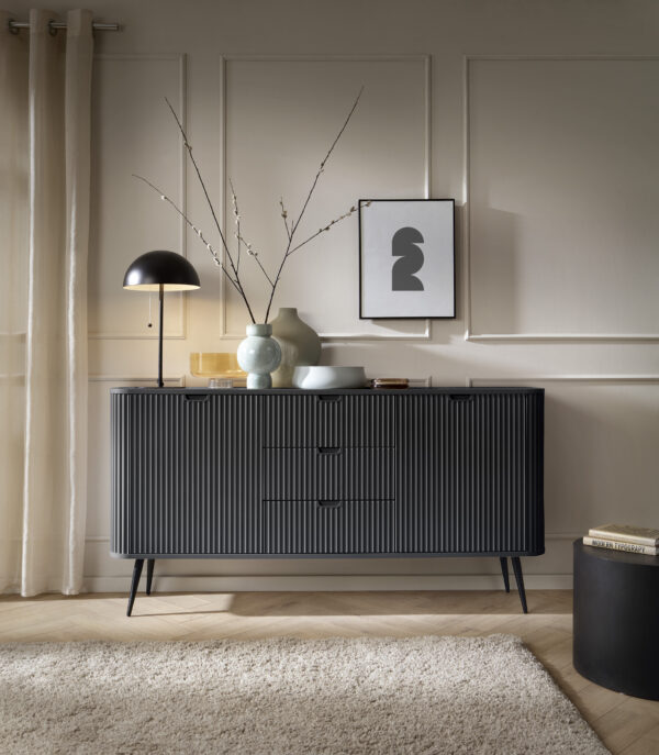 Sideboard, MORDEN KOM2, Modern, Chipboard, Black Living Room 168 x 87 x 39 cm - Image 6