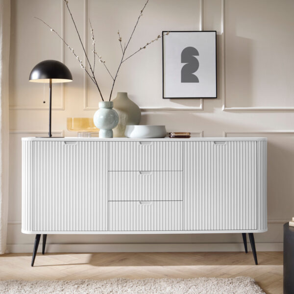 Sideboard, MORDEN KOM2, Modern, Chipboard, White Living Room 168 x 87 x 39 cm - Image 2