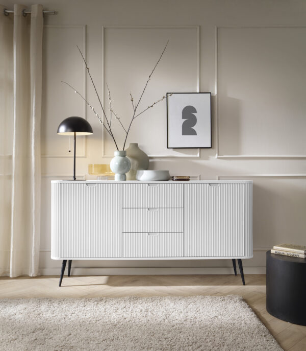 Sideboard, MORDEN KOM2, Modern, Chipboard, White Living Room 168 x 87 x 39 cm - Image 6