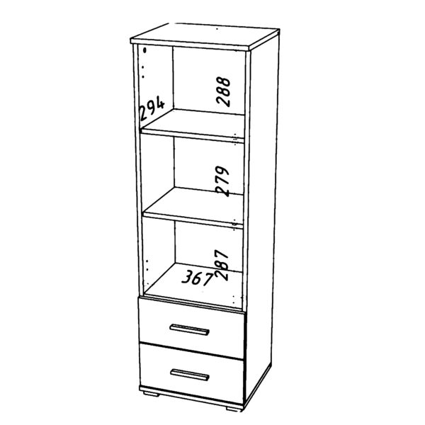 FAUSKE Shelf,2 Drawers,White,40x130x34 cm - Image 3