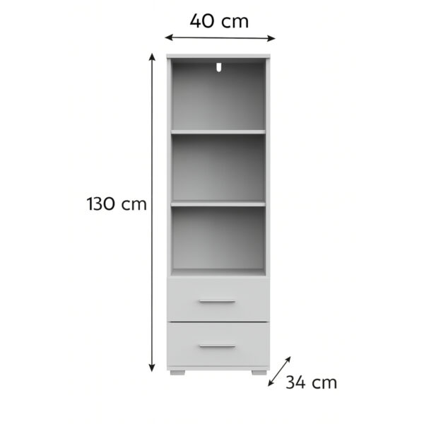 FAUSKE Shelf,2 Drawers,White,40x130x34 cm - Image 5