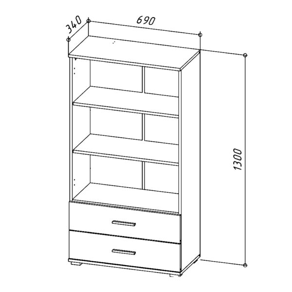 FAUSKE Shelf,2 Drawers,White,69x130x34 cm - Image 3
