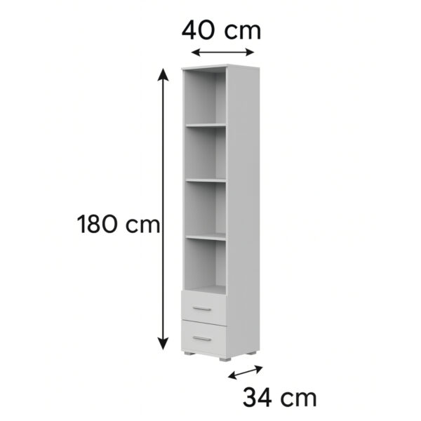 FAUSKE Shelf,2 Drawers,White,40x180x34 cm - Image 3