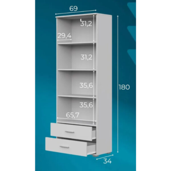 FAUSKE Shelf,2 Drawers,White,69x180x34 cm - Image 3