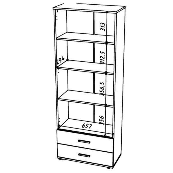FAUSKE Shelf,2 Drawers,White,69x180x34 cm - Image 6