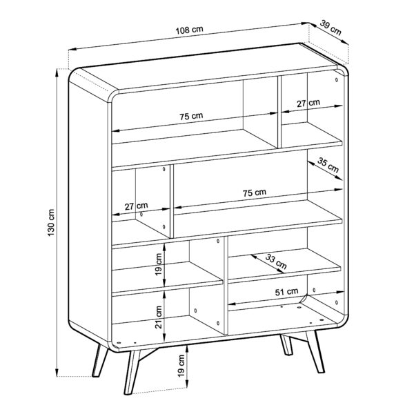 Bookcase, CORNWALL REG1, Modern, Chipboard, Cornwall Living Room 108 x 130 x 39 cm - Image 3