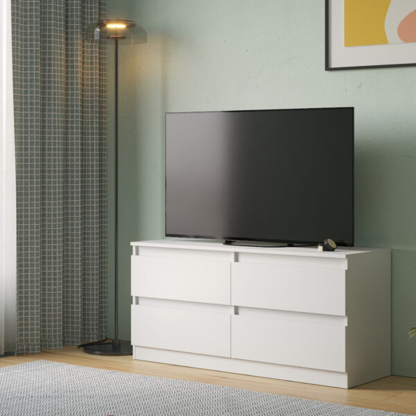 SOLA TV Cabinet,4 Drawers,White,127x61x44 cm - Image 2