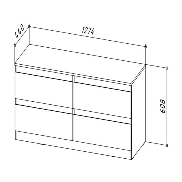 SOLA TV Cabinet,4 Drawers,White,127x61x44 cm - Image 3