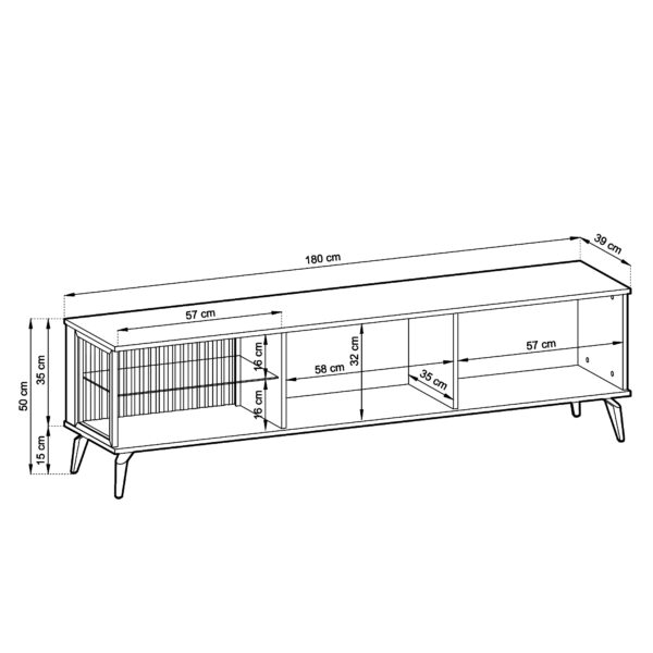 TV Stand, DAWSON RTV1, Modern, Chipboard, Dawson Living Room 180 x 50 x 39 cm - Image 3