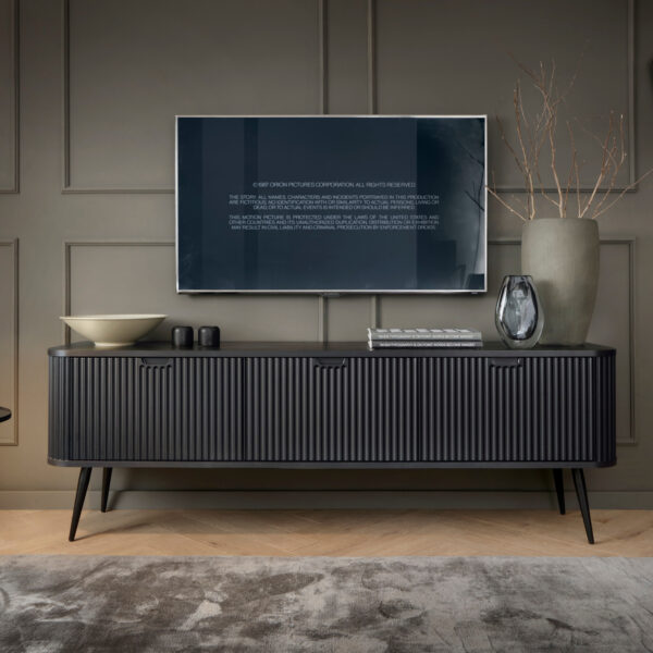 TV Stand, MORDEN RTV1, Modern, Chipboard, Black Living Room 168 x 56 x 39 cm - Image 2